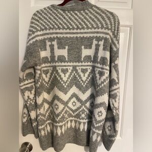 H&M Nordic Pattern Gray and Cream Sweater